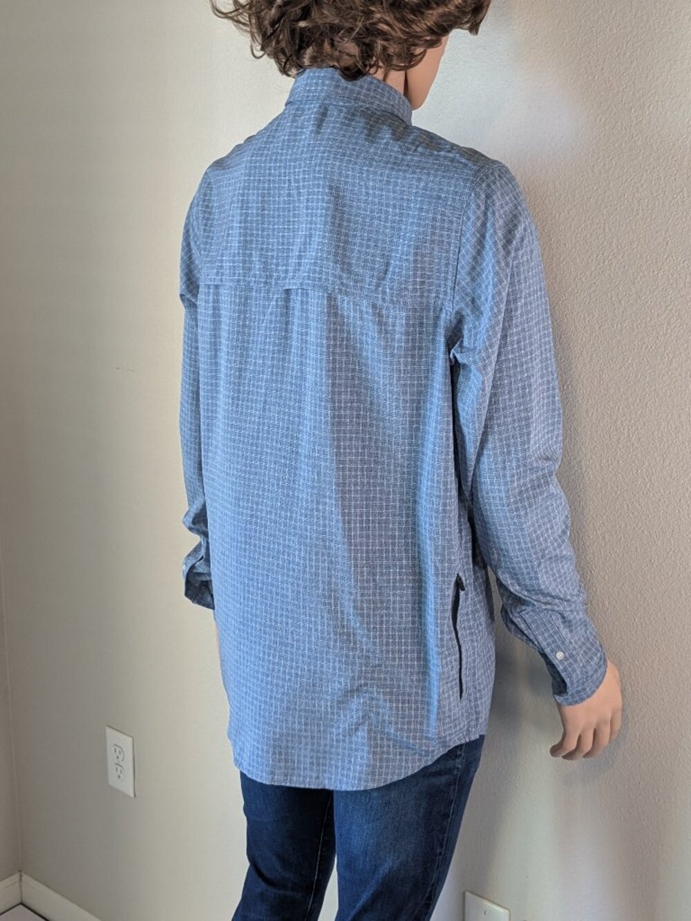PrAna Shirt Men's Size ST Blue Gingham Garvan Button-up Vented Long Sleeve Shirt - Picture 5 of 15